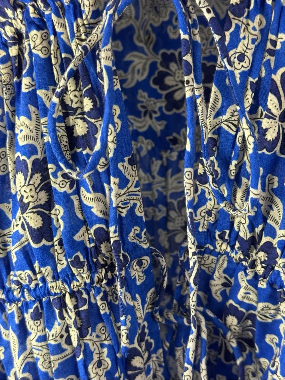 J.Crew Blue Floral Mini Dress Women’s Large Long Sleeve Smocked Boho Cottagecore